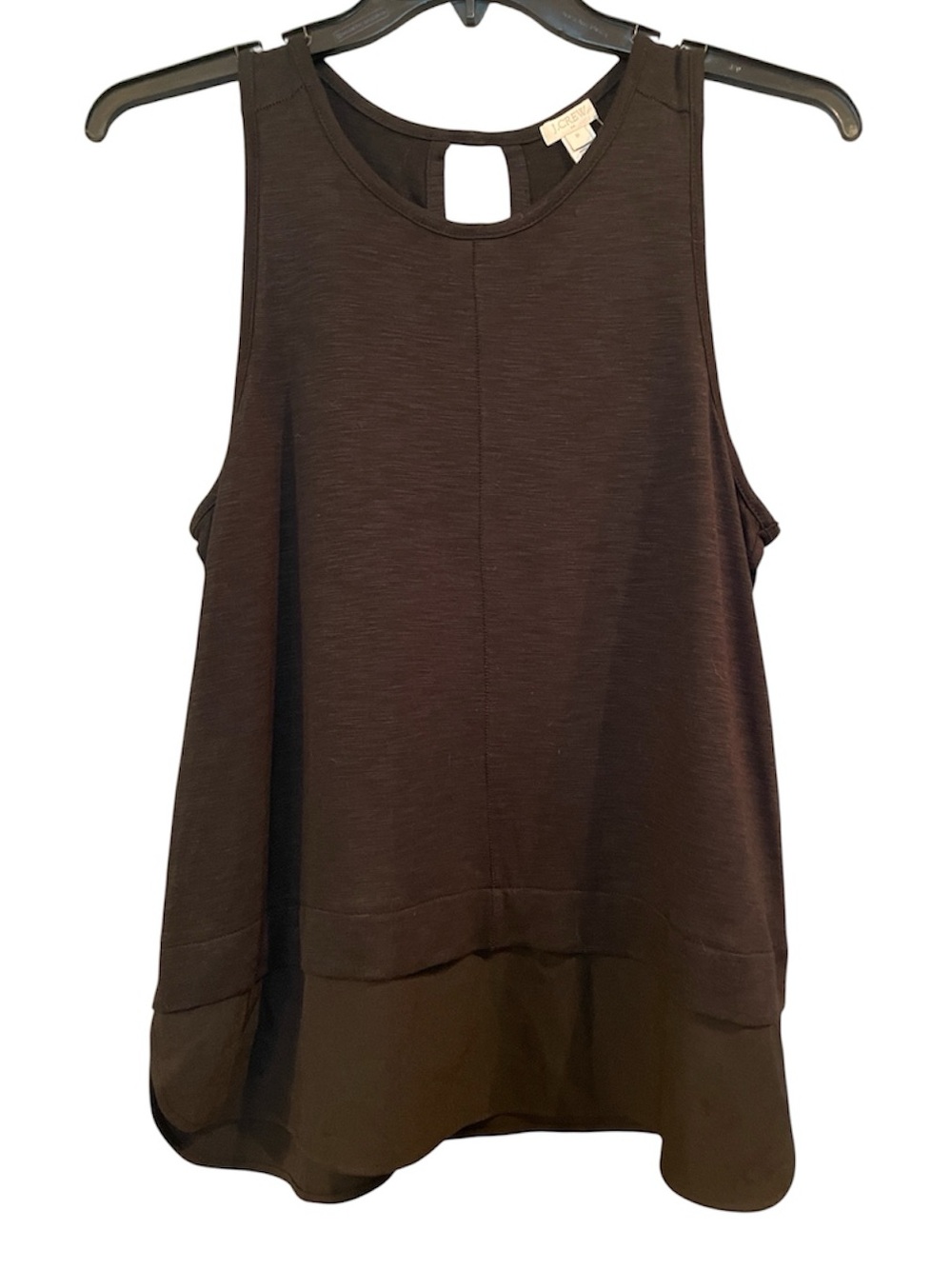 J. Crew Black Layered-Hem Sleeveless Tank medium M